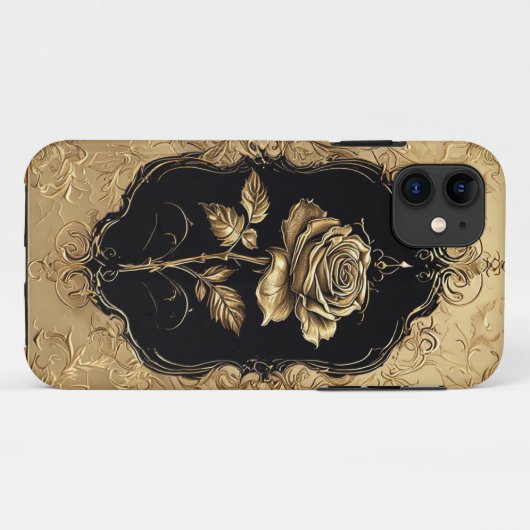 Gouden versierde Rozen decoratie Case-Mate iPhone Case (Achterkant (horizontaal))