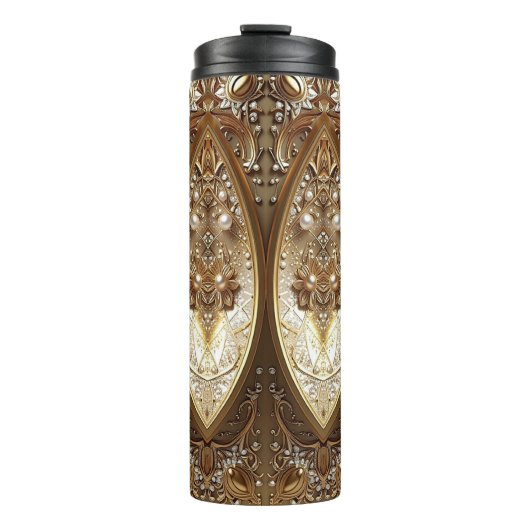 Gouden Versierde Thermische Bekerkop Thermosbeker (Voorkant)