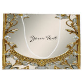 Gouden Versierde Witte Bloemengeschenkzak Groot Cadeauzakje (Achterkant)