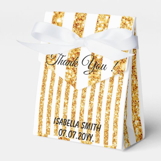 Gouden Verticale Glitter Boho Strepen Collectie Bedankdoosjes (Voorkant Zijde)