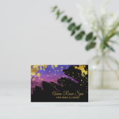 *~* Gouden Vetgedrukte Abstracte Paarse Waterverf Visitekaartje (Staand voorkant)