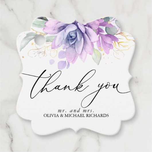 Gouden Vetplanten Groene Huwelijks Dankbetuiging F Bedankjes Labels (Voorkant)