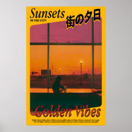 Gouden Vibes Zonsondergang Kunstprint Atmosferisch Poster