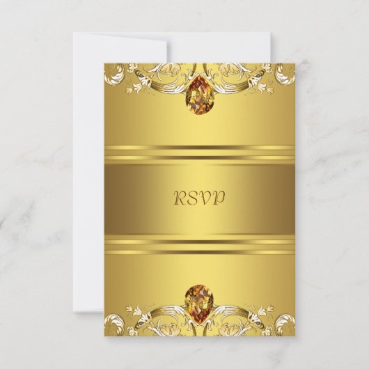 Gouden Victoriaans Bloemen Goud 50e Jubileum RSVP (Voorkant)