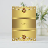 Gouden Victoriaans Bloemen Goud 50e Jubileum RSVP (Staand voorkant)