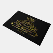 Gouden Victoriaans Naam Monogram Zwart Binnenkomen Deurmat (Schuin)