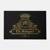 Gouden Victoriaans Naam Monogram Zwart Binnenkomen Deurmat (Voorkant)