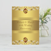 Gouden Victoriaanse Bloemen Goud 50e Verjaardag Kaart (Staand voorkant)