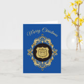 Gouden Victoriaanse Kerstkaart voor de Politie Kaart (Gele Bloem)