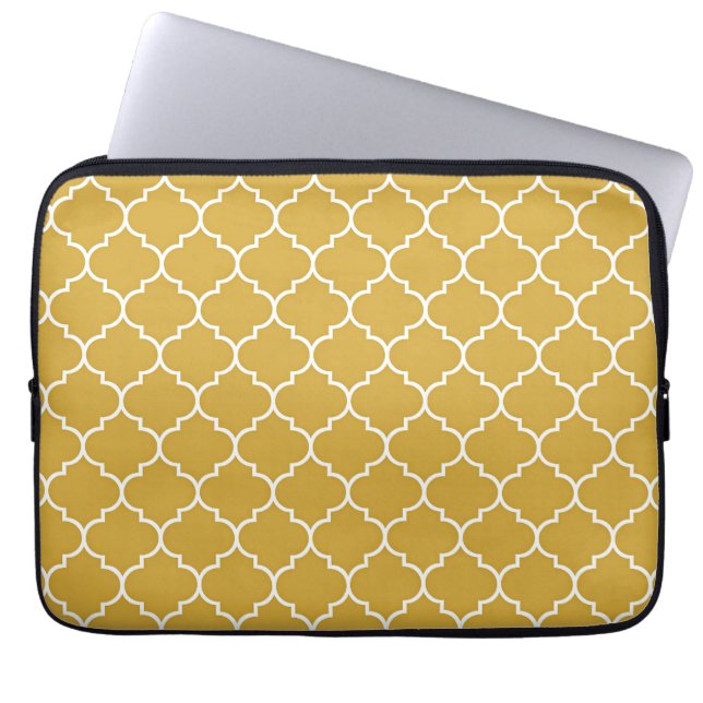 Gouden Vierblad Motief Laptop Sleeve (Voorkant)