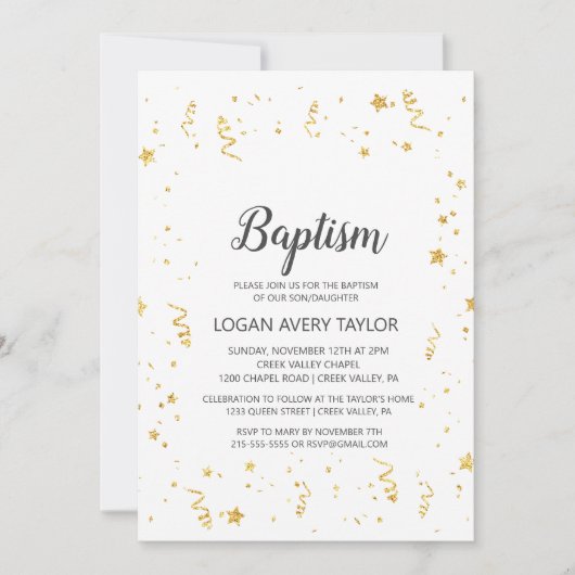 Gouden Viering Doop Kaart (Voorkant)