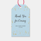 Gouden Viering op Blauw Baby shower Favor Cadeaulabel (Voorkant)
