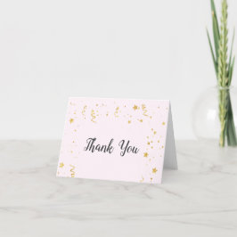 Gouden viering op roze baby shower bedankkaart