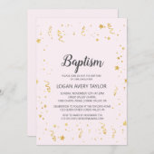 Gouden Viering op Roze Doop Kaart (Voorkant / Achterkant)