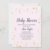 Gouden Viering op Roze Kalligrafie Baby shower Kaart (Voorkant)