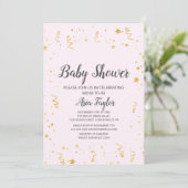 Gouden Viering op Roze Kalligrafie Baby shower Kaart (Staand voorkant)