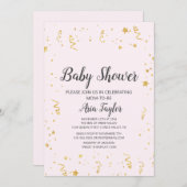 Gouden Viering op Roze Kalligrafie Baby shower Kaart (Voorkant / Achterkant)