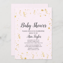 Gouden Viering op Roze Kalligrafie Baby shower