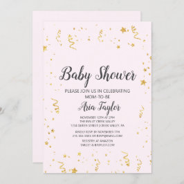 Gouden Viering op Roze Kalligrafie Baby shower Kaart