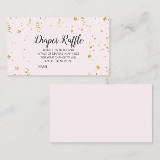 Gouden Viering op Roze Luier Raffle Informatiekaartje (Voorkant / Achterkant)