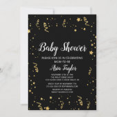 Gouden Viering op Zwart Kalligrafie Baby shower Kaart (Voorkant)