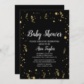Gouden Viering op Zwart Kalligrafie Baby shower Kaart (Voorkant / Achterkant)