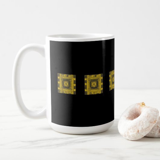Gouden Vierkant AI-kunst Koffiemok (Met donut)