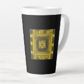 Gouden Vierkant AI-kunst Latte Mok (Rechterhoek)