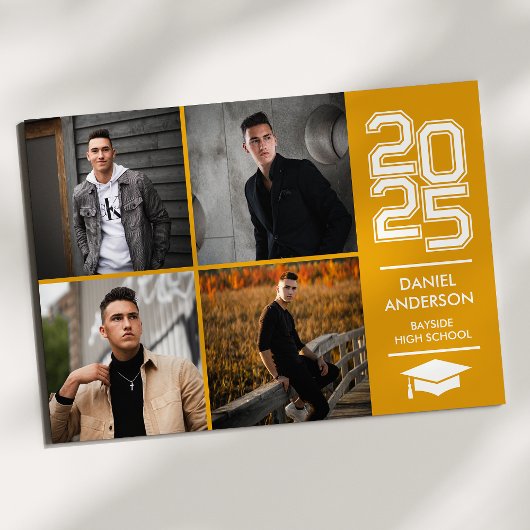 Gouden Vierkant Foto Modern Varsity Afstudeerder A Kaart