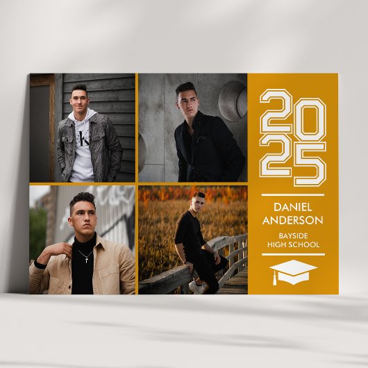 Gouden Vierkant Foto Modern Varsity Afstudeerder A Kaart