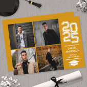 Gouden Vierkant Foto Moderne Varsity Afstudeeraank Kaart