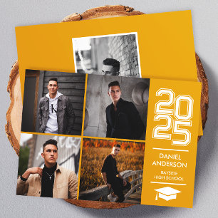 Gouden Vierkant Foto Moderne Varsity Afstudeeraank Kaart
