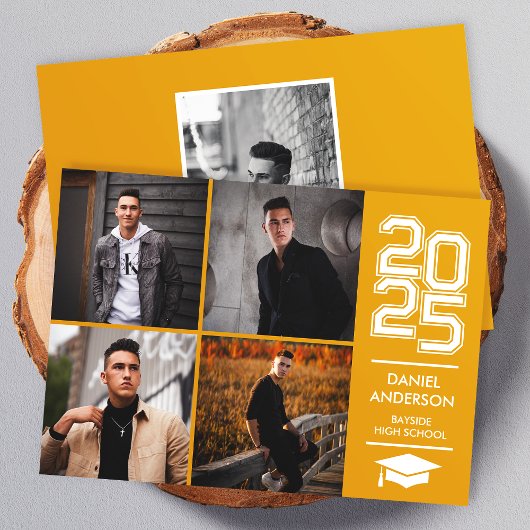 Gouden Vierkant Foto Moderne Varsity Afstudeeraank Kaart