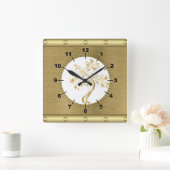 Gouden vierkante wandklok (Huis)