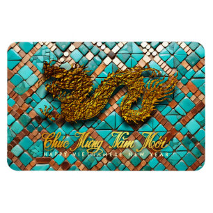 Gouden Vietnamese Draak Jaar 2024 Mozaïek RecPM Magneet