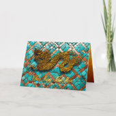 Gouden Vietnamese Drakenjaar 2024 Mozaïek GC Feestdagen Kaart (Voorkant)