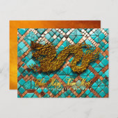 Gouden Vietnamese Drakenjaar 2024 Mozaïek PostC Briefkaart (Voorkant / Achterkant)