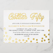 Gouden Vijftig 50ste huwelijksjubileum diner Folie Uitnodiging (Voorkant)