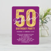 Gouden vijftig en Fabulous 50ste verjaardag Uitnod Kaart (Staand voorkant)