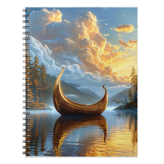 Gouden Viking-geïnspireerde boot rustend op het my Notitieboek (Voorkant)