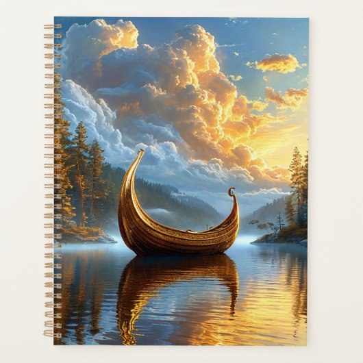 Gouden Viking-geïnspireerde boot rustend op het my Planner (Voorkant)