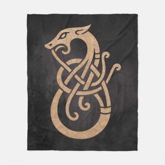 Gouden Viking Serpent Knoop Symbool Fleece Deken (Voorkant)