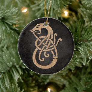 Gouden Viking Serpent Knoop Symbool Keramisch Ornament