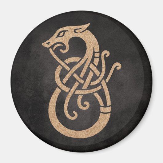 Gouden Viking Serpent Knoop Symbool Magneet (Voorkant)