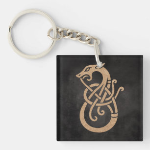 Gouden Viking Serpent Knoop Symbool Sleutelhanger