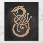 Gouden Viking Serpent Knoop Symbool Wijn Etiket (Enkel label)