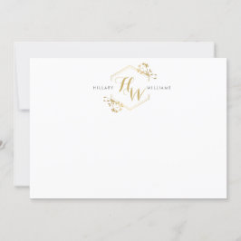 Gouden Vine en Blad Monogram Embleem Platte Noteca Notitiekaartje