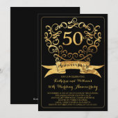 Gouden Vintage 50e trouwdag uitnodiging (Voorkant / Achterkant)