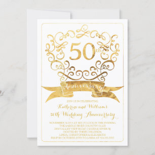 Gouden Vintage 50ste huwelijksverjaardag uitnodigi Kaart