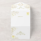 Gouden Vintage Bloem Bruiloft All In One Uitnodiging (Buitenkant)